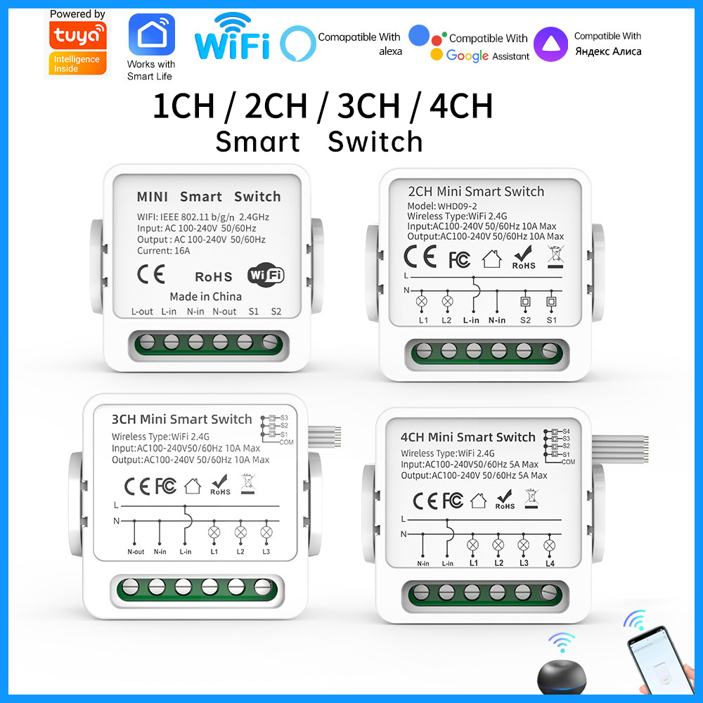 Smart Home Simple - Interruptor Inteligente WiFi Tuya de 1/2/3/4