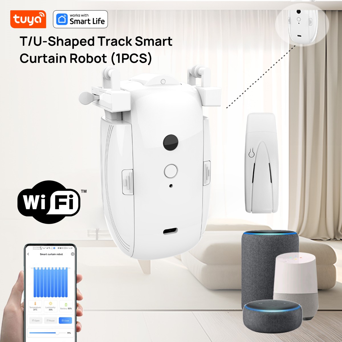 Smart Curtain Robot - Robot de cortina WiFi inteligente Tuya,