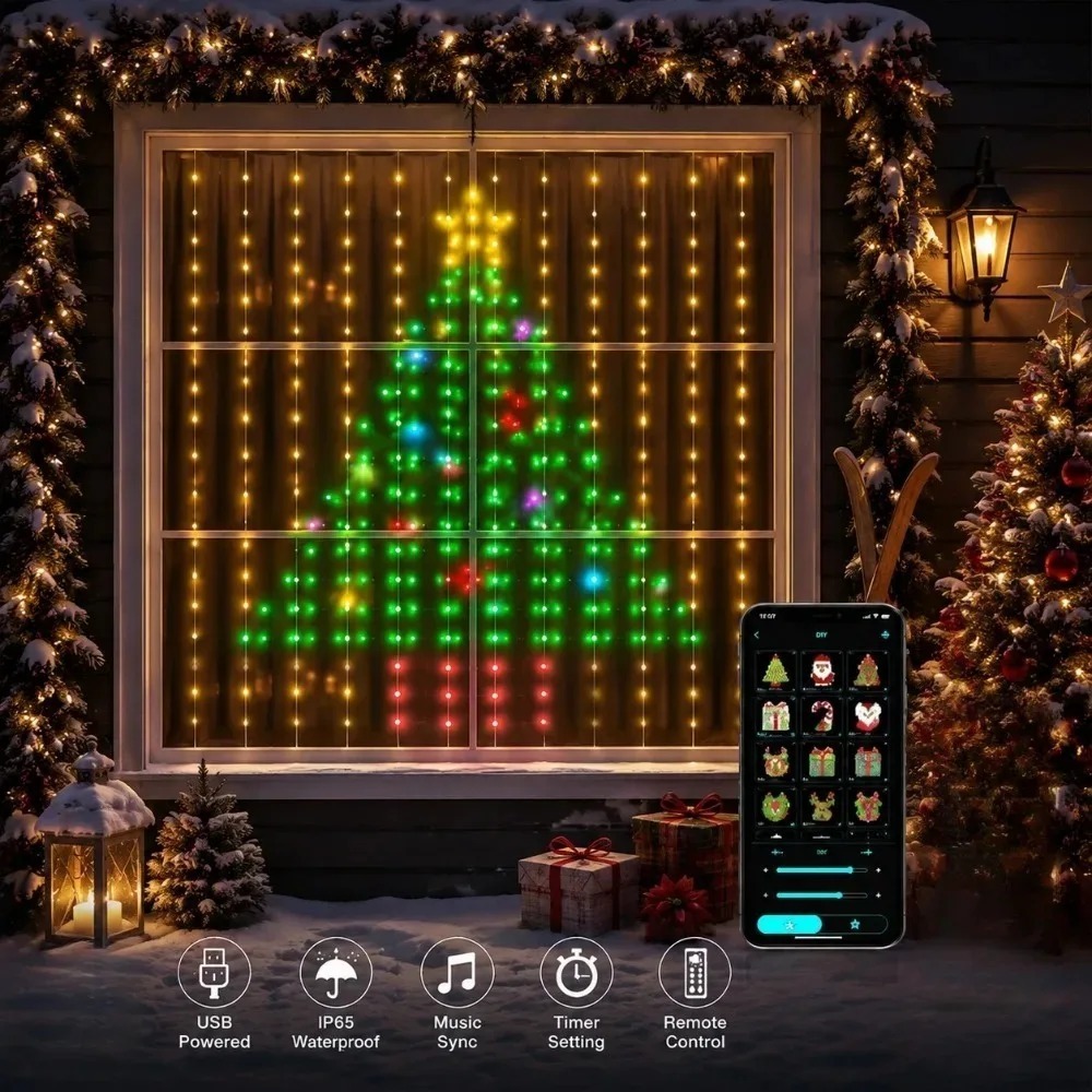 Smart Home Decor - Luces LED de cortina de píxeles,