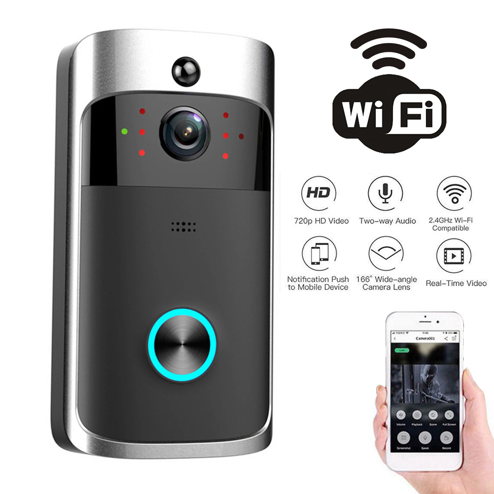 Smart Home Video Doorbell Enhanced Security With Smart Doorbell - Timbre de puerta inalámbrico V5 con