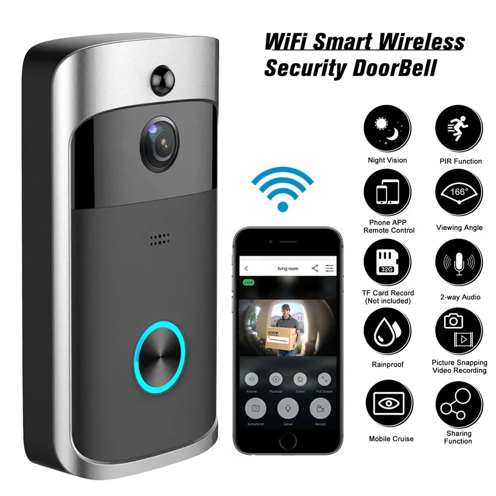 Smart Home Video Doorbell Enhanced Security With Smart Doorbell - Timbre inalámbrico WIFI para el hogar,